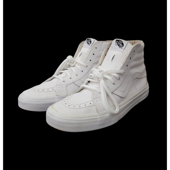 Vans Other - Vans Sk8-Hi Top Reissue Croc Embossed White Leather Sneakers Sz 8.5M / 10W